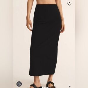 Z Supply Black 100% Cotton Midi Skirt with Slit, Like New!